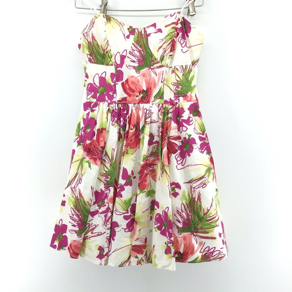 ALLEN B. Floral Print Strapless Mini Dress